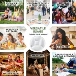 5 Compartment Round Biodegradable Divided Plates - Pack Of 125 - Rani Brand Authentic Indian Products -Kitchen GUEST 11145c6a b228 45ba a543 9e3202447917 1