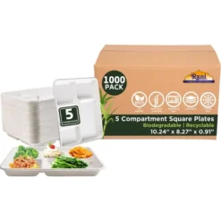 5 Compartment Round Biodegradable Divided Plates - Pack Of 1000 - Rani Brand Authentic Indian Products -Kitchen GUEST 136fbaf5 f0a2 4011 822e a1e0b87c08ef