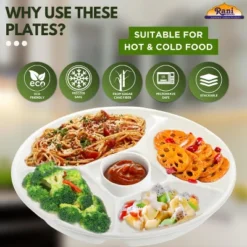 5 Compartment Round Biodegradable Divided Plates - Pack Of 1000 - Rani Brand Authentic Indian Products -Kitchen GUEST 16f0afcb 28ec 4063 9908 eafccaad3e8c 2