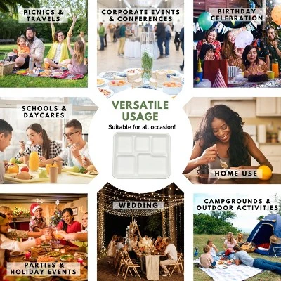 5 Compartment Square Biodegradable Divided Plates - Pack Of 1000 - Rani Brand Authentic Indian Products 6 5 Compartment Square Biodegradable Divided Plates - Pack Of 1000 - Rani Brand Authentic Indian Products - Image 4