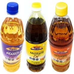 Premium Oils Combo Set Of 3 - Peanut Oil, Mustard Oil, Sesame Oil - 33.8 Ounce (1 Liter) Pack Of 3 - Rani Brand Authentic Indian Products -Kitchen GUEST 51424170 1733 44e1 b82b 12d5b486ca9c