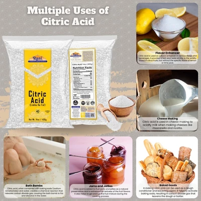 Citric Acid Powder, Food Grade (Limbu Ka Ful) - 14oz (400g) - Rani Brand Authentic Indian Products 3 Citric Acid Powder, Food Grade (Limbu Ka Ful) - 14oz (400g) - Rani Brand Authentic Indian Products