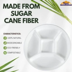 5 Compartment Round Biodegradable Divided Plates - Pack Of 500 - Rani Brand Authentic Indian Products -Kitchen GUEST 65dfc301 f884 44e6 9b25 106c9ee487fb 3
