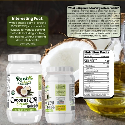 Organic Extra Virgin Coconut Oil - 15 Fl Oz (444ml) - Rani Brand Authentic Indian Products 4 Organic Extra Virgin Coconut Oil - 15 Fl Oz (444ml) - Rani Brand Authentic Indian Products - Image 2