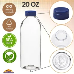 Clear Plastic Bottles 20oz PET Bottle With Flip-top Caps Made In USA - Pack Of 12 -Kitchen GUEST 779856b2 a23a 4194 8f4e 25bf0a394dcf