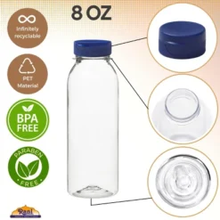 Clear Plastic Bottles 8oz PET Bottle With Flip-top Caps Made In USA - Pack Of 12 -Kitchen GUEST 8c9e7b9b 5021 4539 823d 8fe90e48cc26 1