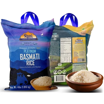 Platinum White Basmati Rice Extra Long - 64oz (4lbs) Cloth Bag - Rani Brand Authentic Indian Products 6 Platinum White Basmati Rice Extra Long - 64oz (4lbs) Cloth Bag - Rani Brand Authentic Indian Products - Image 4