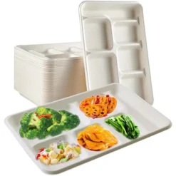 6 Compartment Square Biodegradable Divided Plates - Pack Of 1000 - Rani Brand Authentic Indian Products -Kitchen GUEST 90563f77 89a9 4321 ab5a cba11e115b8d 1