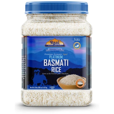 Platinum White Basmati Rice Extra Long - 160oz (10lbs) PET Jar - Rani Brand Authentic Indian Products 11 Platinum White Basmati Rice Extra Long - 160oz (10lbs) PET Jar - Rani Brand Authentic Indian Products - Image 9