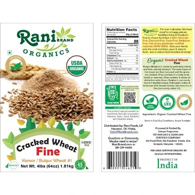 Cracked Wheat Fine (Kansar/Bulgur Wheat#1) - 64oz (4lbs) 1.81kg - Rani Brand Authentic Indian Products 3 Cracked Wheat Fine (Kansar/Bulgur Wheat#1) - 64oz (4lbs) 1.81kg - Rani Brand Authentic Indian Products