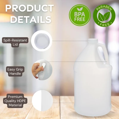 1 Gallon HDPE Plastic Jug With Child-Resistant Caps Made In USA - Pack Of 2 4 1 Gallon HDPE Plastic Jug With Child-Resistant Caps Made In USA - Pack Of 2 - Image 2