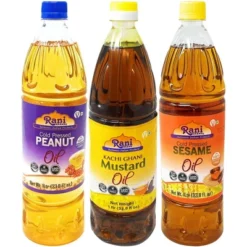 Premium Oils Combo Set Of 3 - Peanut Oil, Mustard Oil, Sesame Oil - 33.8 Ounce (1 Liter) Pack Of 3 - Rani Brand Authentic Indian Products -Kitchen GUEST ada780c6 1103 4c28 8093 38d43b2f445a