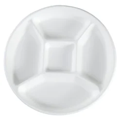 5 Compartment Round Biodegradable Divided Plates - Pack Of 250 - Rani Brand Authentic Indian Products -Kitchen GUEST b391bd01 2aa0 4cce 8d79 de0e5cb55ea3