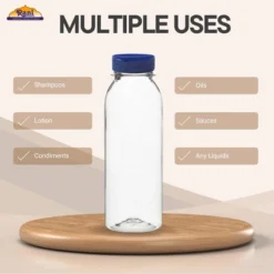 Clear Plastic Bottles 8oz PET Bottle With Flip-top Caps Made In USA - Pack Of 100 -Kitchen GUEST bac64b5b abf0 4a13 ae47 e9311edc4524 2