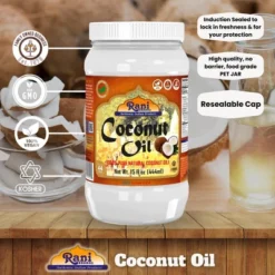 Coconut Oil (100% Pure Natural Coconut Oil) Cold Pressed - 15 Fl Oz (444ml) - Rani Brand Authentic Indian Products -Kitchen GUEST bf179467 f1aa 42b0 b1b1 a95d5eb71b4d