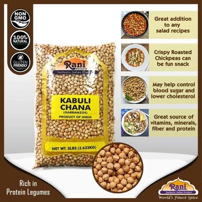 Garbanzo Beans (Kabuli Chana) - 128oz (8lbs) 3.63kg - Rani Brand Authentic Indian Products 4 Garbanzo Beans (Kabuli Chana) - 128oz (8lbs) 3.63kg - Rani Brand Authentic Indian Products - Image 2