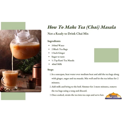 Tea (Chai) Masala, Indian 6-Spice Blend - 3.5oz (100g) - Rani Brand Authentic Indian Products) 7 Tea (Chai) Masala, Indian 6-Spice Blend - 3.5oz (100g) - Rani Brand Authentic Indian Products) - Image 5