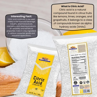 Citric Acid Powder, Food Grade (Limbu Ka Ful) - 14oz (400g) - Rani Brand Authentic Indian Products 4 Citric Acid Powder, Food Grade (Limbu Ka Ful) - 14oz (400g) - Rani Brand Authentic Indian Products - Image 2