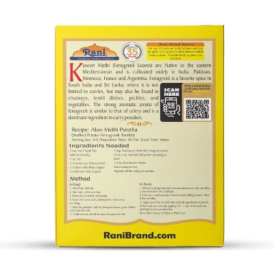 Fenugreek Leaves Dried (Kasoori Methi) - 14oz (400g) - Rani Brand Authentic Indian Products 7 Fenugreek Leaves Dried (Kasoori Methi) - 14oz (400g) - Rani Brand Authentic Indian Products - Image 5