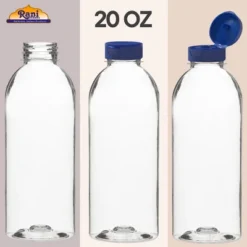 Clear Plastic Bottles 20oz PET Bottle With Flip-top Caps Made In USA - Pack Of 12 -Kitchen GUEST ff615791 edd5 4648 9221 b38136c981b8